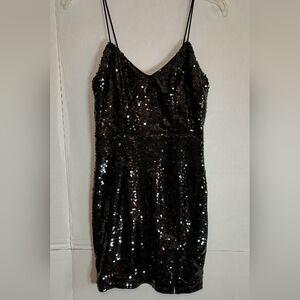 Elegant Black Sequin Dress Size XS
